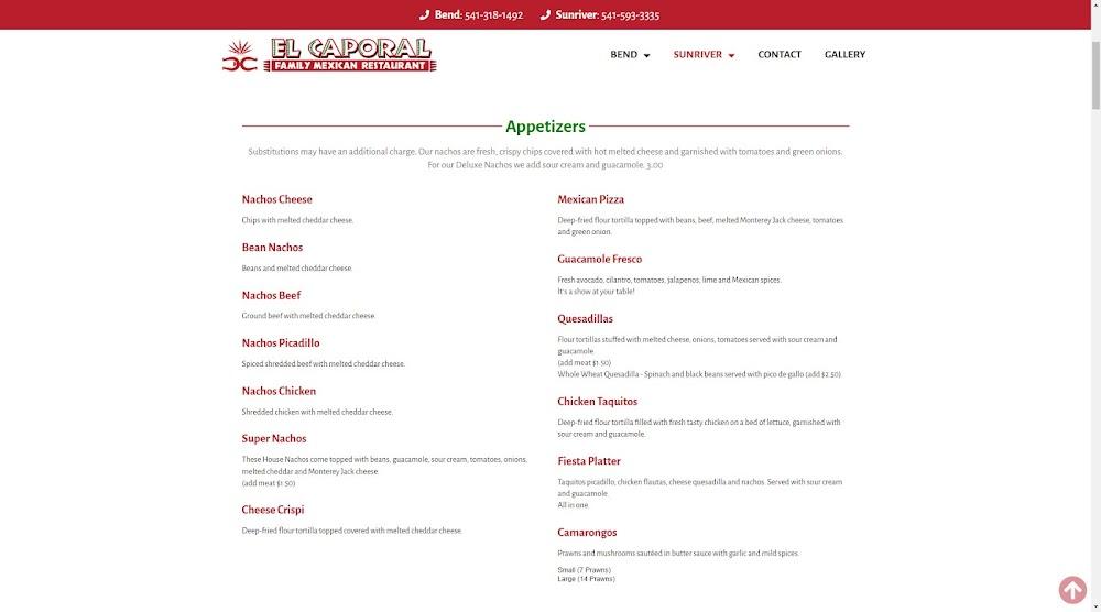 El Caporal Sunriver Menu image 2